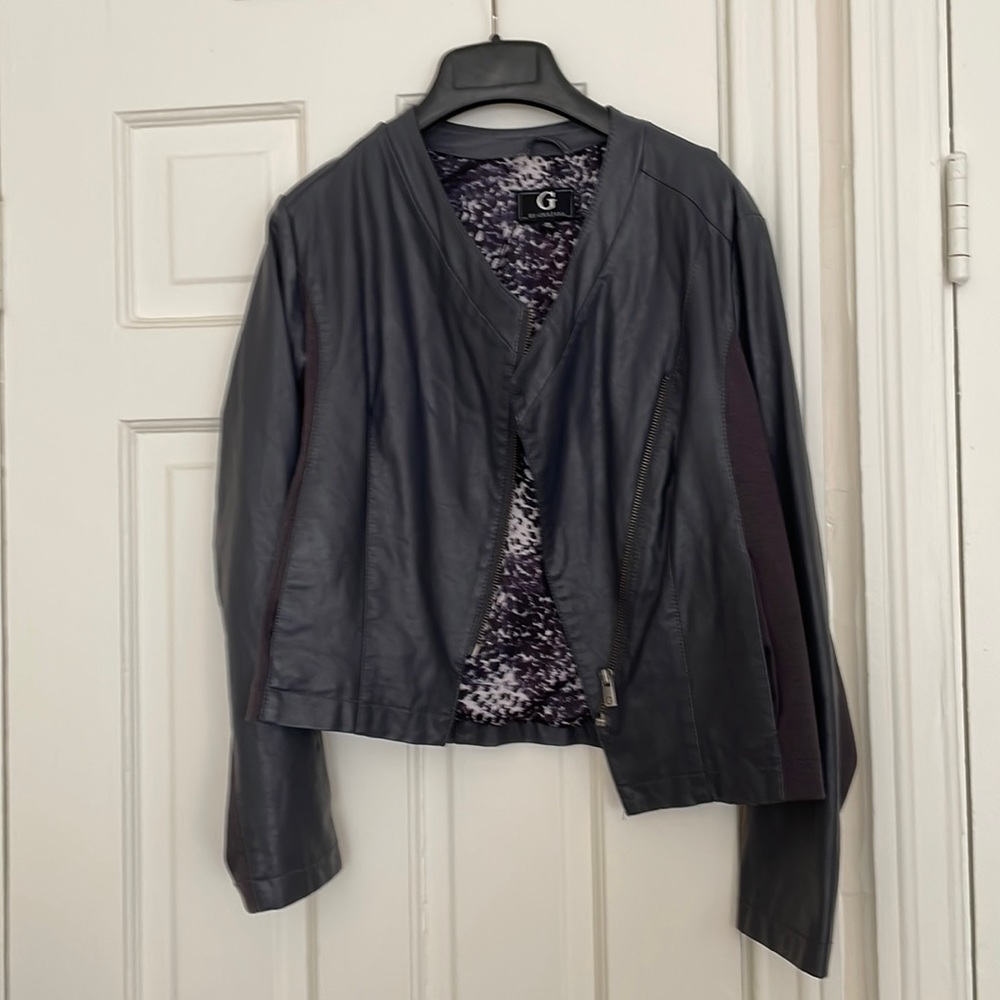 G by Giuliana versatile faux leather jacket in navy